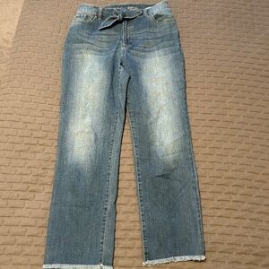 INC Denim | Front-Tie Raw Hem Straight Leg Jeans-Size 6